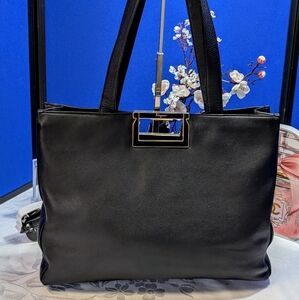 Salvatore Ferragamo Black Leather Tote Bag